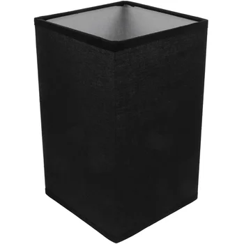 מלבני פשתן מנורה לכסות החלפת סגנון מודרני E27 מנורת שולחן בגוון שחור להסרה קומה אהיל שולחן הקיר