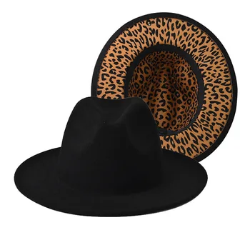 נמר תבואה ציירו ג ' אז כובעי קאובוי כובע לנשים וגברים fedoras כובע אדום עם צמר שחור עם מגבעת שוליים רחבים, כובע