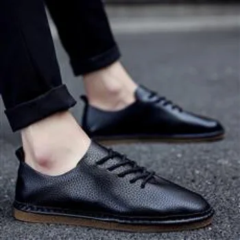 נעלי לבן. עבור גברים חדשים קיץ גאות Slip-on Lofter נעליים רכות התחתונה מזדמן האירופי תחנת נעלי עור
