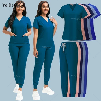 נשים המדים ההנקה חלוק קבע רופא אחות Workwear סלון יופי ספא בגדים לשפשף חולצה מכנסיים יוניסקס רפואי סיעודי אחיד