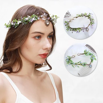 נשים ילדה פרח Hairband כלה תכשיטי שיער הכובעים זר כתר גביש בגימור ראש החתונה אביזרים לשיער