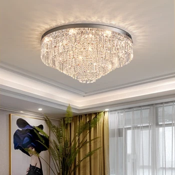 סגנון מודרני תקרה אור קריסטל K9 נירוסטה דקורטיביים בסלון חדר שינה LED מנורת תקרה
