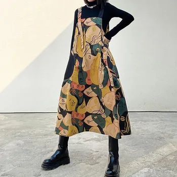 עיצוב הדפסה קו-שמלה באביב קיץ אופנה 2023 שמלה בסגנון קוריאני רחוב שמלה מזדמן Harajuku רצועת שמלה נשית