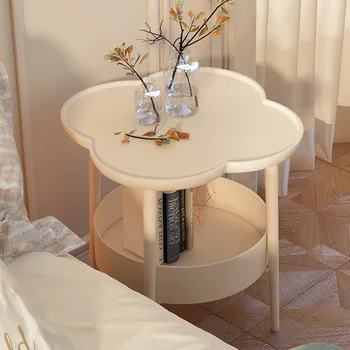 פשוט המודרני קפה שולחן יצירתי פרחים, שולחן ליד המיטה שכבה כפולה מבנה ריהוט לבית יציב עומס נושאות שולחן צד
