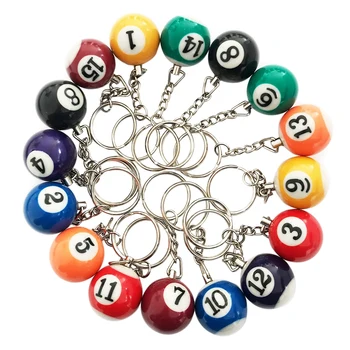 צבעוניות כדור ביליארד מחזיק מפתחות סט 16 יח', מיני קסם מפתח שרשרת כדורים אותם Billar ביליארד שרשראות ואביזרים