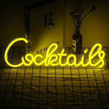 קוקטיילים השלט על קיר בעיצוב מערת אדם בר הביתה אמנות אור ניאון נורות LED לחתום על השינה המשרד במלון פאב, קפה, בילוי