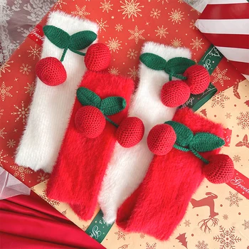 תוצרת בית חג המולד שנה החדשה מבית דובדבן ארנב צמר גרביים יפה רך אחות חמה גרביים הנשי