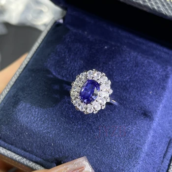 תכשיטים יפים חדשים טבעי Tanzanite טבעת כסף סטרלינג 925 עדין חי נישה עיצוב